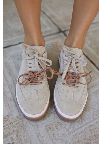 Paok Kadın Lacivert Gercek Suet Bagcık Detay Sneaker