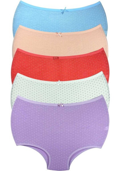 5 Adet Puantiyeli Kadın Toparlayıcı Yüksek Bel Bato Külot