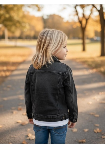 Unisex Çocuk Çift Cepli Dügmeli Kot Erkek Çocuk Ceket fırsatları