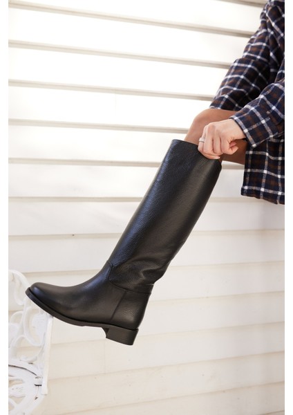 Jesia Kadın Kahverengi Gercek Deri Binici Çizme