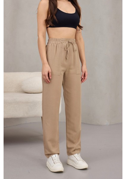 Kadın Yüksek Bel Keten Karışımlı Havuç Pantolon modelleri