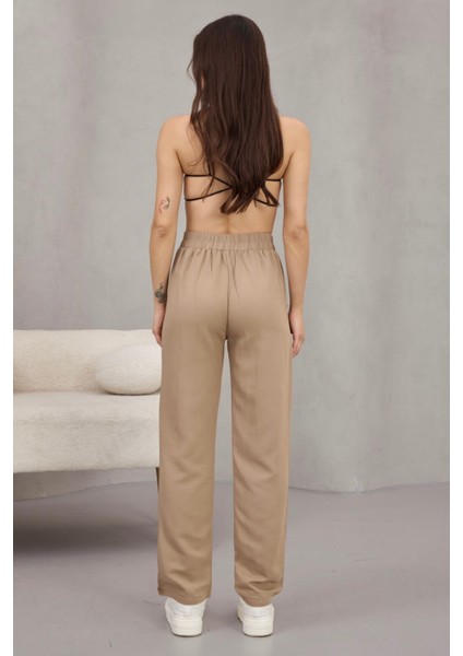 Kadın Yüksek Bel Keten Karışımlı Havuç Pantolon indirimleri