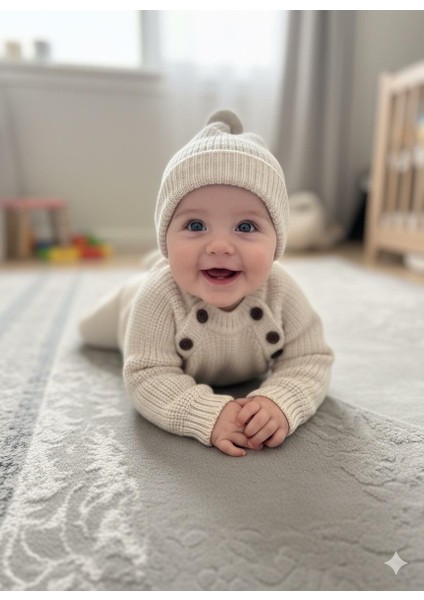 Çocuk Triko Selanık Örme Şapkalı Kışlık Özel Düğmeli Şapkalı 3 Lü Takım fiyatları