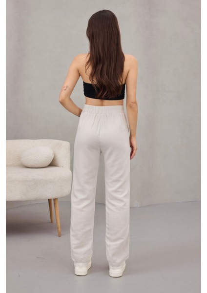 Kadın Yüksek Bel Keten Karışımlı Havuç Pantolon indirimleri