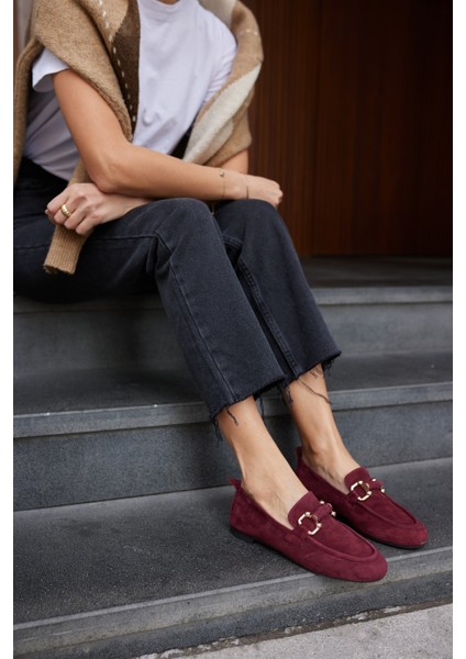 Piccoli Kadın Siyah Gercek Suet Tokali Loafer