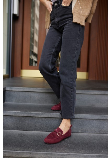 Piccoli Kadın Siyah Gercek Suet Tokali Loafer