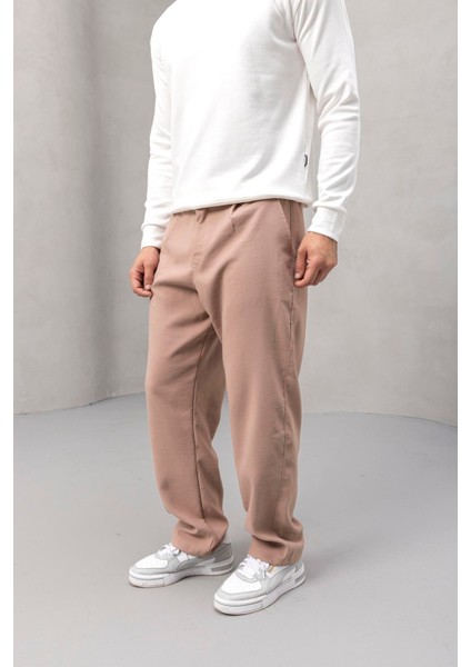 Wilder Yumuşak Modal Kumaş Rahat Kalıp Pileli Erkek Pantolon - Bej