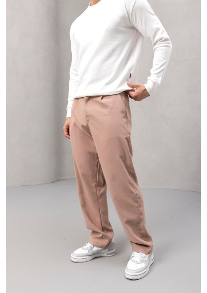 Wilder Yumuşak Modal Kumaş Rahat Kalıp Pileli Erkek Pantolon - Bej modelleri