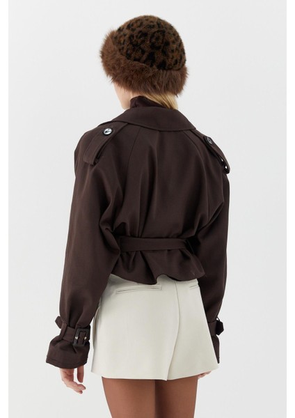 Kemerli Kısa Trenç Acı Kahve indirimleri