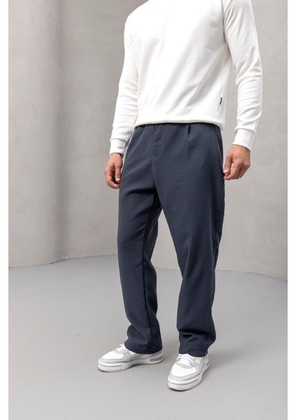 Wilder Yumuşak Modal Kumaş Rahat Kalıp Pileli Erkek Pantolon - Füme fiyatları