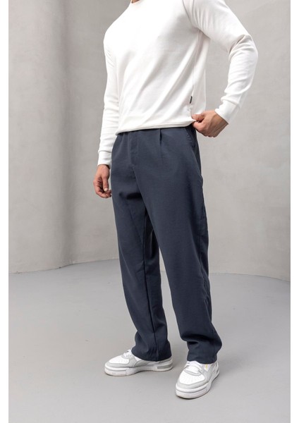 Wilder Yumuşak Modal Kumaş Rahat Kalıp Pileli Erkek Pantolon - Füme fırsatları