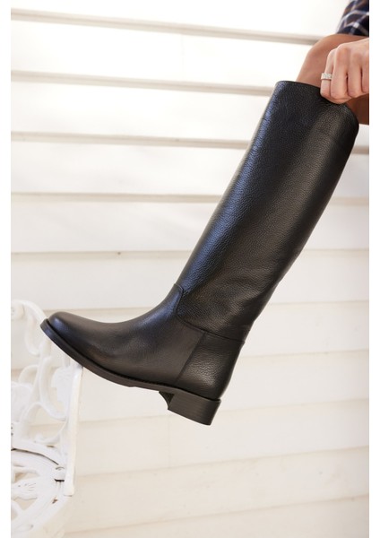 Jesia Kadın Kahverengi Gercek Deri Binici Çizme