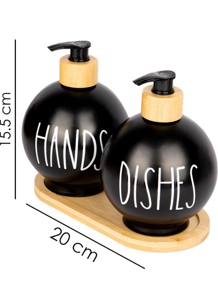 2'li Bambu Altlıklı Bambu Pompalı Sabunluk Deterjanlık 350 ml Tombul Cam fırsatları
