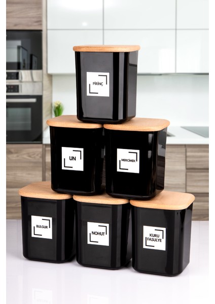 12'li 900 ml Siyah Ahşap Vakumlu Kapaklı Akrilik Saklama Kavanozu Kabı ve Kutusu 900 ml Etiketli fiyatları