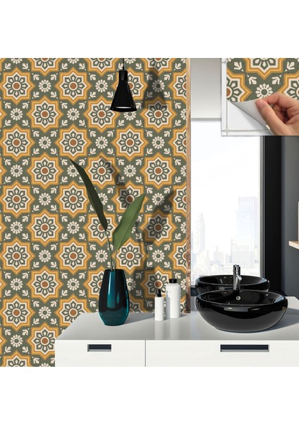 Kendinden Yapışkanlı Duvar kaplama Yeşil Metraj Desenli Pvc Karo 30X30 cm (11 Adet) 1 M² fırsatları