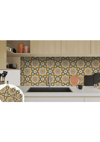 Kendinden Yapışkanlı Duvar kaplama Yeşil Metraj Desenli Pvc Karo 30X30 cm (11 Adet) 1 M² indirimleri