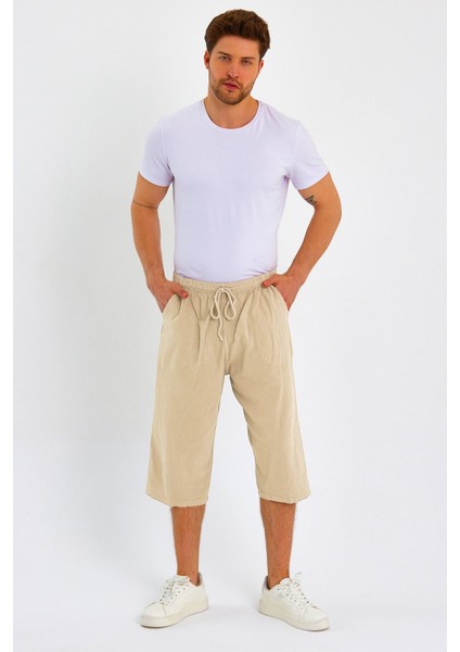Erkek Büyük Beden %100 Pamuk Keten Görünümlü Kapri E203-3 fiyatları