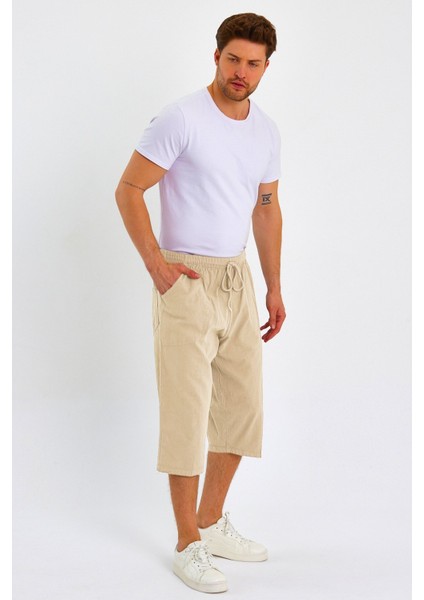 Erkek Büyük Beden %100 Pamuk Keten Görünümlü Kapri E203-3 modelleri