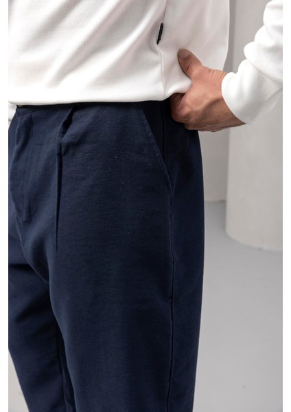 Wilder Yumuşak Modal Kumaş Rahat Kalıp Pileli Erkek Pantolon - Lacivert fiyatları