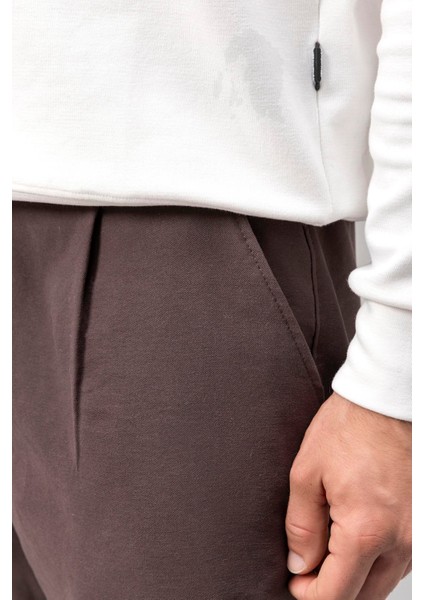 Wilder Yumuşak Modal Kumaş Rahat Kalıp Pileli Erkek Pantolon - Kahve fiyatları
