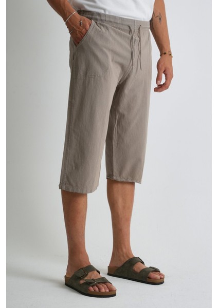 Erkek Büyük Beden %100 Pamuk Keten Görünümlü Kapri E203-37 fiyatları