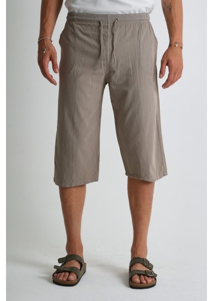 Erkek Büyük Beden %100 Pamuk Keten Görünümlü Kapri E203-37 fırsatları