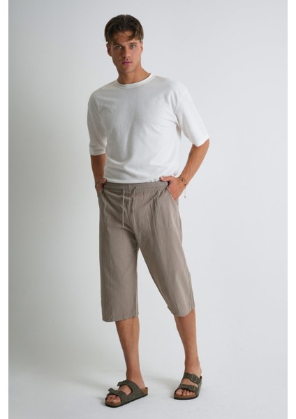 Erkek Büyük Beden %100 Pamuk Keten Görünümlü Kapri E203-37 indirimleri