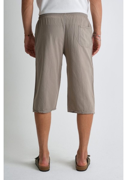 Erkek Büyük Beden %100 Pamuk Keten Görünümlü Kapri E203-37