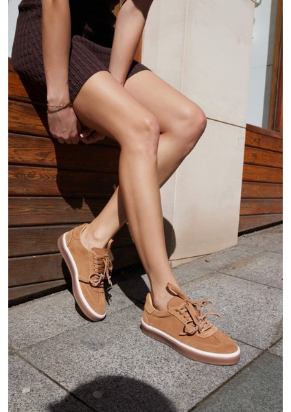 Paok Kadın Lacivert Gercek Suet Bagcık Detay Sneaker