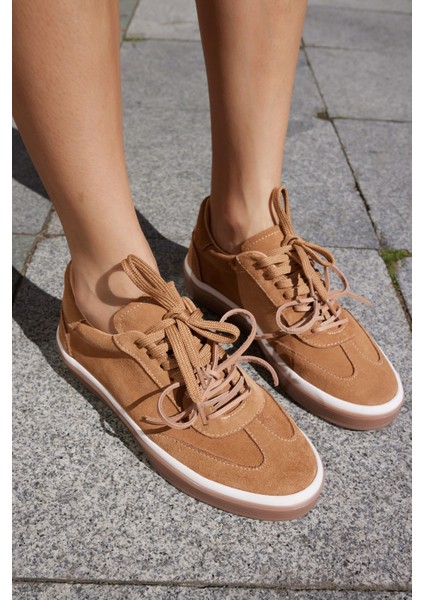 Paok Kadın Lacivert Gercek Suet Bagcık Detay Sneaker