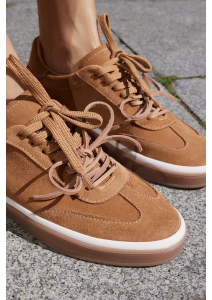 Paok Kadın Lacivert Gercek Suet Bagcık Detay Sneaker