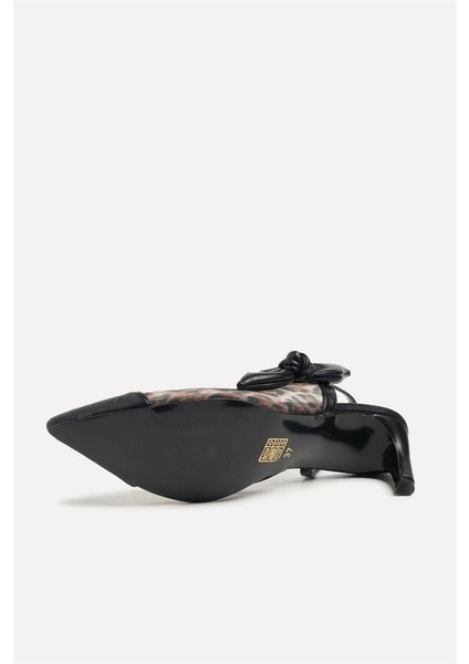 155214 Leopar Desenli Fiyonk Detaylı Topuklu Ayakkabı Siyah Deri/leopar indirimleri