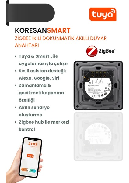 Tuya Zigbee Ikili Dokunmatik Akıllı Duvar Anahtarı fiyatları