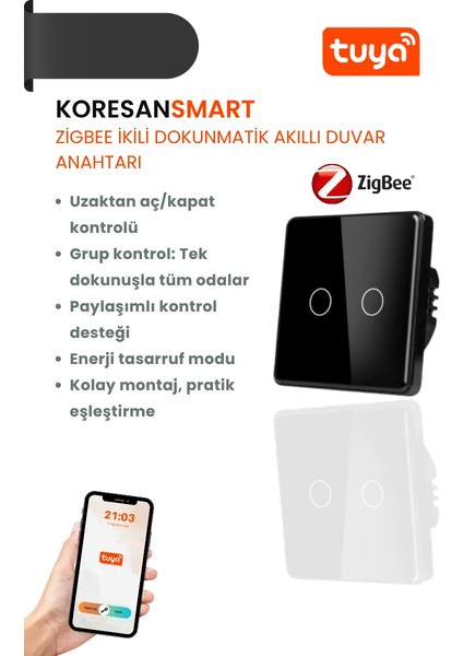 Tuya Zigbee Ikili Dokunmatik Akıllı Duvar Anahtarı modelleri
