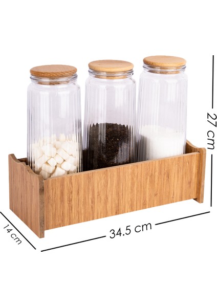 3 Lü Ahşap Stantlı Jumbo Boy Ahşap Vakumlu Kapaklı Cam Erzak Kavanozu Saklama Kabı 1500 ml fiyatları