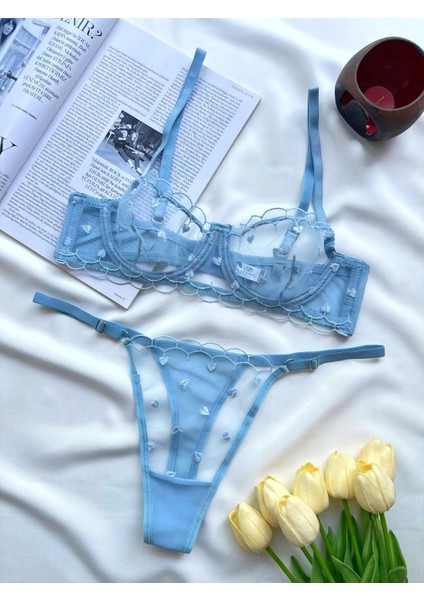 Valentina Kadın Dantelli Tanga Külotlu Sütyen Takım