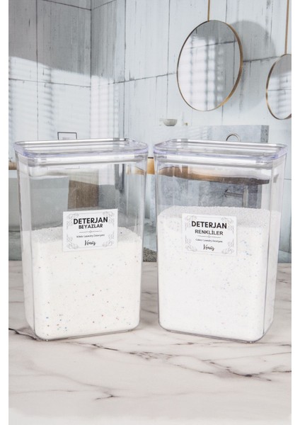 2'li Ölçek Hediyeli Etiketli Deterjan Renkliler Beyazlar Kavanozu / Kutusu Seti x 2 Ad