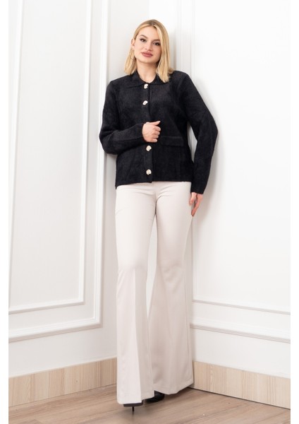 Süs Cep Kapaklı Yün Peluş Ceket Hırka 4560 modelleri