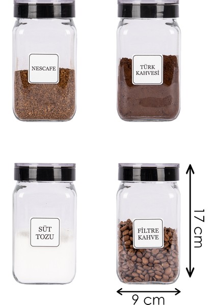 4'lü Vakumlu Kapaklı Cam Etiketli Türk Kahvesi Filtre Kahve Süt Tozu Nescafe Kavanozu fiyatları