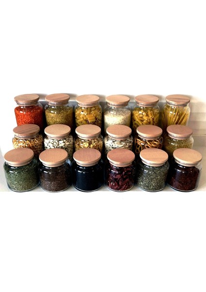 18'li Vakum Kapaklı Cam Kavanoz Erzak Kabı 111 Adet Etiket fiyatları