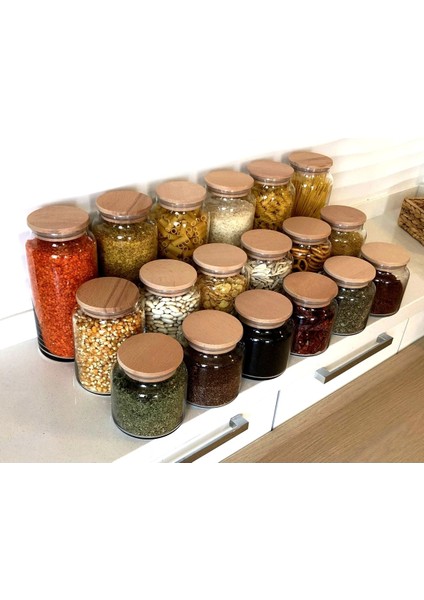 18'li Vakum Kapaklı Cam Kavanoz Erzak Kabı 111 Adet Etiket modelleri