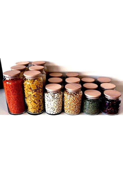 18'li Vakum Kapaklı Cam Kavanoz Erzak Kabı 111 Adet Etiket fırsatları