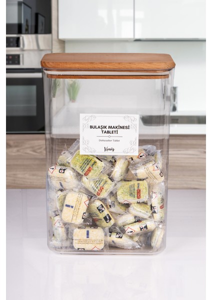 Ahşap Vakumlu Kapaklı Tablet Deterjan Kutusu Akrilik 3 Lt (150 Adet Kapasiteli) modelleri