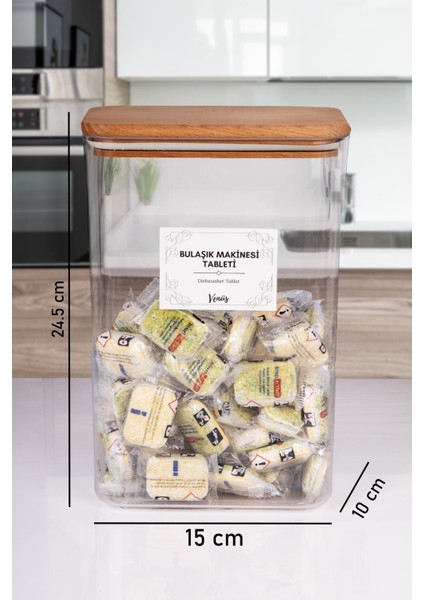 Ahşap Vakumlu Kapaklı Tablet Deterjan Kutusu Akrilik 3 Lt (150 Adet Kapasiteli) fırsatları