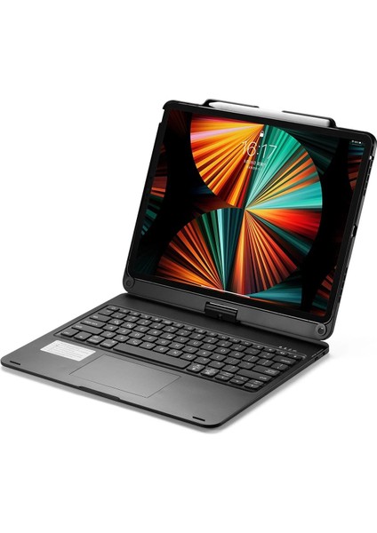 iPad Pro 12.9 (2021) Kılıf Magic Dönen Klavyeli Tablet Kılıf - SIYAH-(5796) - M362R873-K48362
