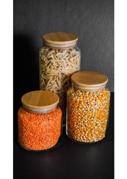 3'lü Vakum Kapaklı Cam Kavanoz Seti