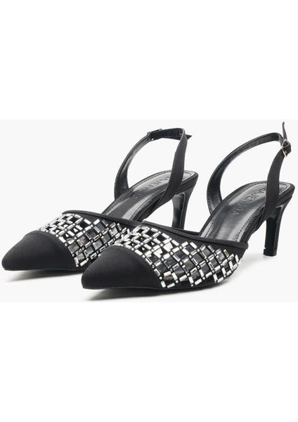 155216 File ve Taş Detaylı Topuklu Ayakkabı Siyah fiyatları