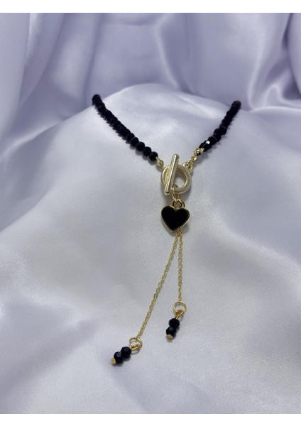Siyah Kristal Kalp Kolye modelleri