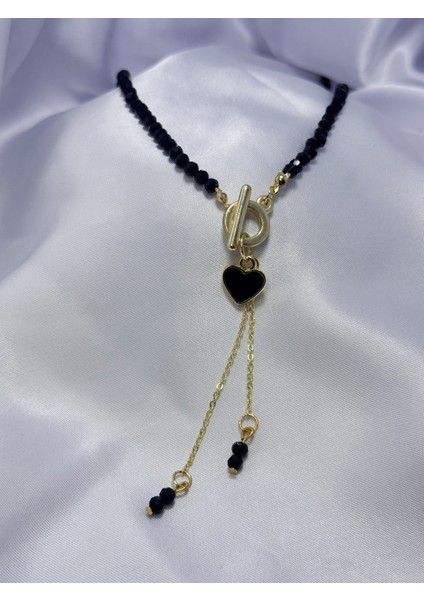 Siyah Kristal Kalp Kolye indirimleri