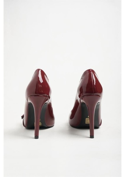 255012 Şık Tokalı Topuklu Ayakkabı Bordo Rugan indirimleri